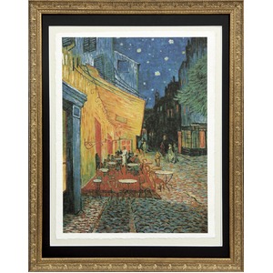 【世界の名画古銭額装】ゴッホ「夜のカフェテラス」(複製画)（509×394mm）