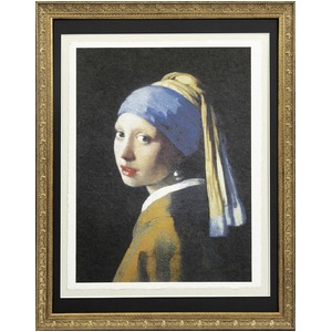 【世界の名画古銭額装】フェルメール「真珠の耳飾の少女」(複製画)（509×394mm）