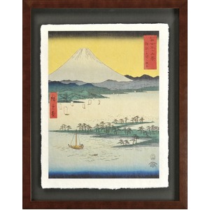 【世界の名画古銭額装】歌川広重「駿河三保之松原」(複製画)（509×394mm）