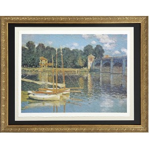 【世界の名画古銭額装】モネ「アルゲントゥールの橋」(複製画)（509×394mm）