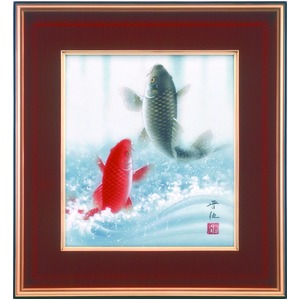 【佐藤晋伍 作画】「金運大昇鯉　色紙額」（41cm×38cm）
