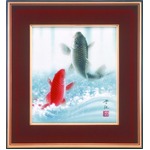【佐藤晋伍 作画】「金運大昇鯉　色紙額」（41cm×38cm）