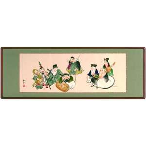【江川香夕 作画】「扁額　七福神　4尺」（45cm×124cm）
