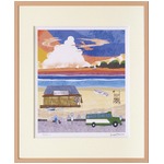 【はりたつお】夕暮れの浜辺(四ツ切)