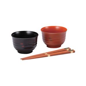 山中塗 根来・曙汁椀ペア（箸付） 2556