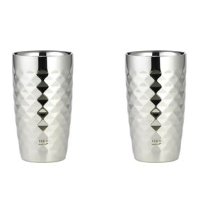 磨き屋シンジケート 370ml 2重ビアタンブラー 2cup（ダイアモンドカット仕上げ）