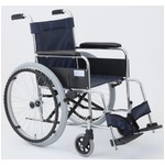 自走式折りたたみ車椅子 リーズ/レザーネイビーブルー(紺) 背面ポケット付き 【MIWA】 ミワ MW-22ST