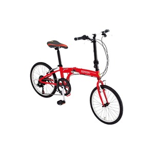 折りたたみ自転車 20インチ/レッド(赤) シマノ7段変速 重さ12.1kg 【Ferrari】 フェラーリ AL-FDB207II