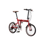 折りたたみ自転車 18インチ/レッド(赤) シマノ6段変速 重さ13.1kg 【AlfaRomeo】 アルファロメオ FDB186