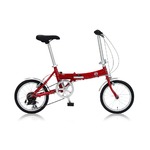 折りたたみ自転車 16インチ/レッド(赤) シマノ6段変速 重さ11.8kg 軽量 【FIAT】 フィアット AL-FDB166