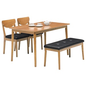 ダイニングセット 4点 【ダイニングテーブル&ベンチ&チェア2点】 木製 ナチュラル 【組立品】