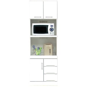ハイタイプレンジボード 【幅60cm】 可動棚/耐震ラッチ/二口コンセント付き 日本製 ホワイト(白) 【完成品】【開梱設置】
