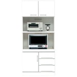 ハイタイプレンジボード 【幅80cm】 可動棚/耐震ラッチ/二口コンセント付き 日本製 ホワイト(白) 【完成品】【開梱設置】