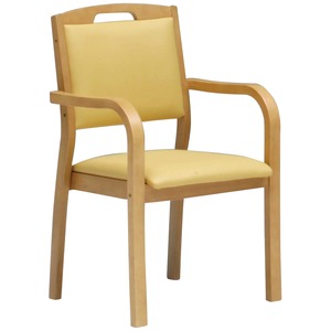 スタッキングチェア 【2脚入り】 木製 肘付き イエロー 【完成品】【開梱設置】