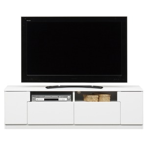 ローボード(テレビ台/テレビボード) 木製 幅150cm オープン収納棚付き 日本製 ホワイト(白) 【完成品】