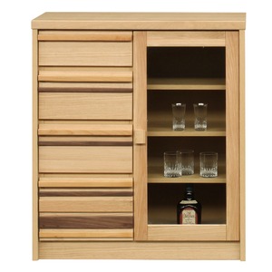 キャビネット/リビングボード 【幅80cm】 木製(オーク材使用) フルスライドレール付き 【完成品】【開梱設置】