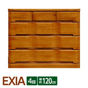 4段チェスト(リビングチェスト) 幅120cm×奥行45cm 木製(桐材) 日本製 ブラウン 【完成品】【開梱設置】