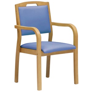 スタッキングチェア 【2脚入り】 木製 肘付き ブルー(青) 【完成品】【開梱設置】