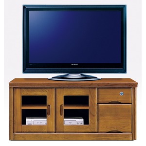 ローボード(テレビ台/テレビボード) 【幅94cm】 木製 引き出し/鍵付き ブラウン 【完成品】