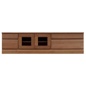 2段ローボード（テレビ台/テレビボード） 【幅150cm】 木製 扉収納付き 日本製 ブラウン 【完成品】