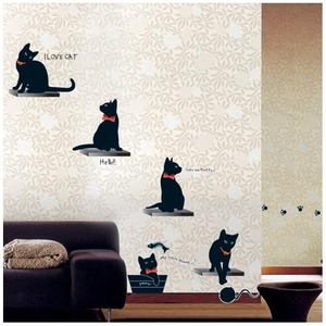 Let's try DIY!! ウォールステッカー 【ＫＲ-0015】　黒猫たち / 国内外大人気 シール式 カッティングシート！